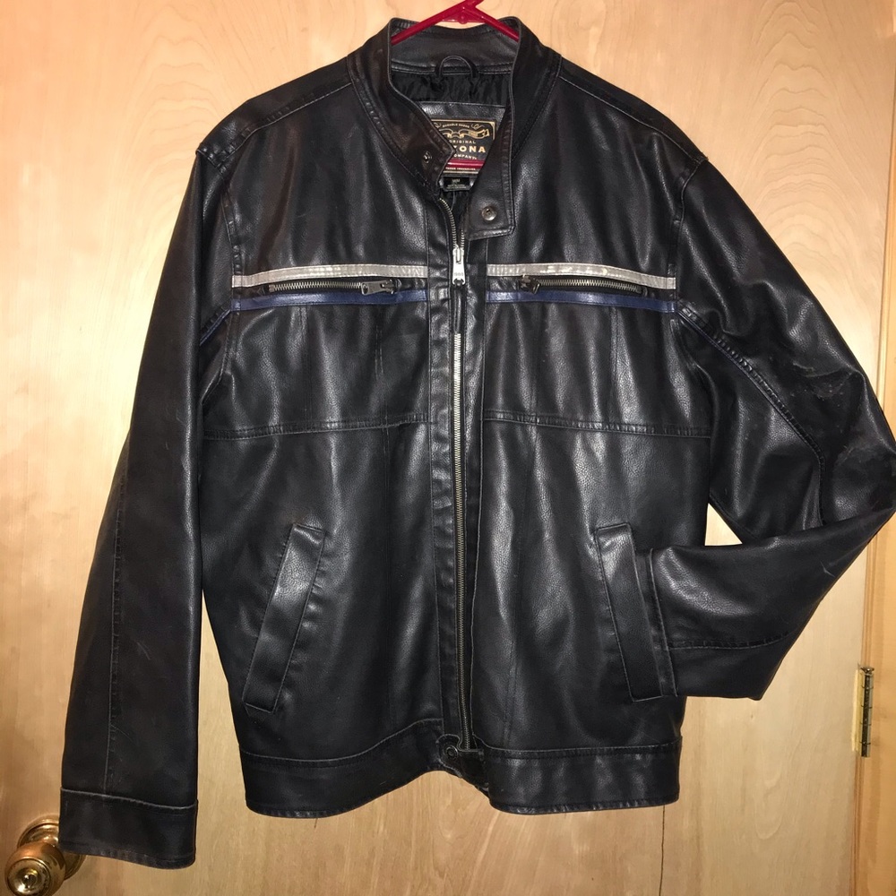 Arizona Black Faux Leather Moto Jacket Sz Medium
